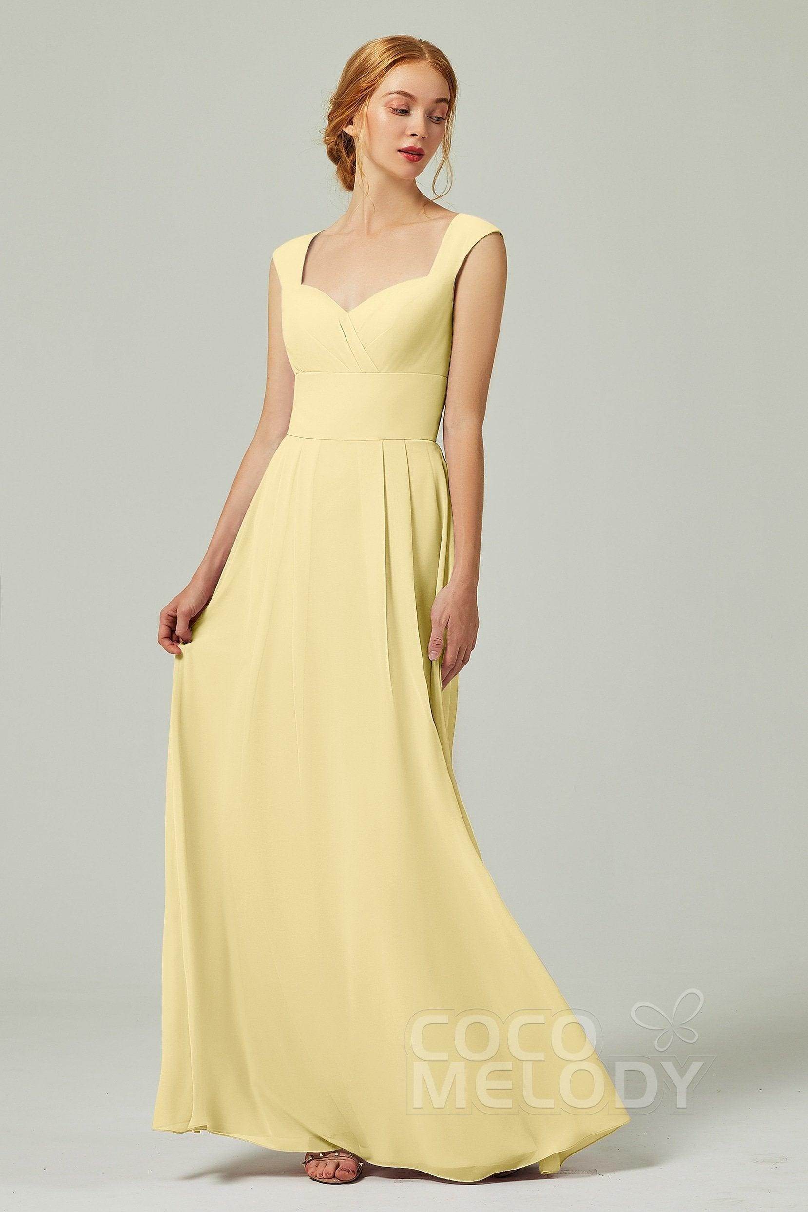A-Line Floor Length Chiffon Bridesmaid Dress CB0315 - COCOMELODY
